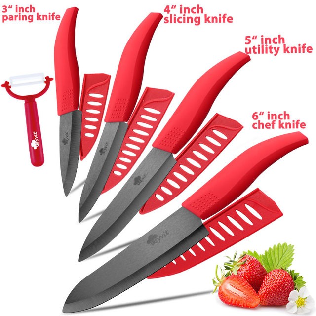 Ceramic Knives Set for Kitchen 3 4 5 6inch Chef Knife Anti-slip Handle Rustproof Blade Fruit Vegetable Slicer Paring Cook Cutter