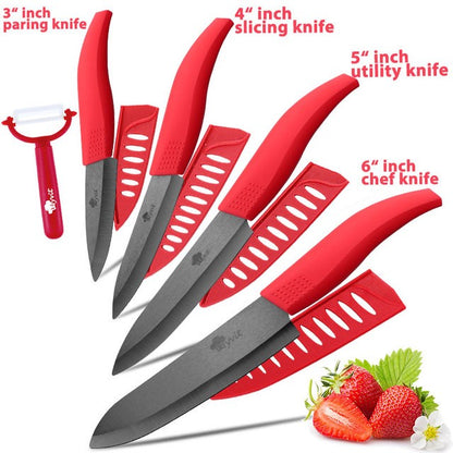 Ceramic Knives Set for Kitchen 3 4 5 6inch Chef Knife Anti-slip Handle Rustproof Blade Fruit Vegetable Slicer Paring Cook Cutter