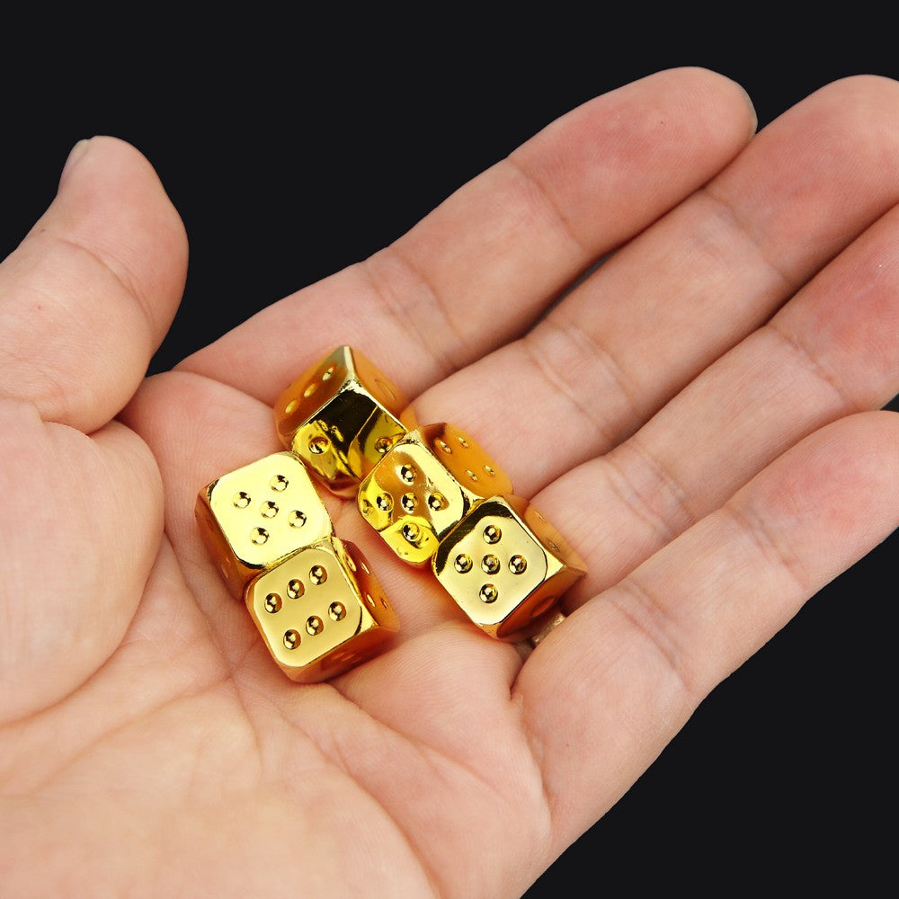 5PCS/1Set Metal Dice Golden/Silver/Bronze Funny Game Dice Six Sided Decider Board Game Acessorios 13mm