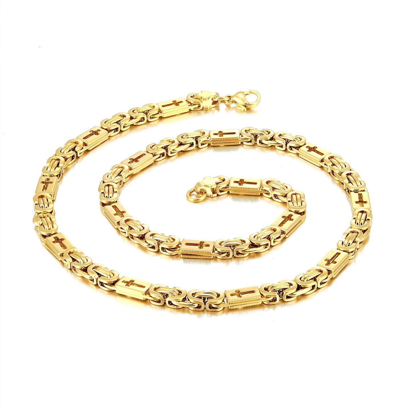 Colar Bicicleta Rock Punk HipHop 6mm Banhado a Ouro Joias Masculinas Femininas Corrente Bizantina de Aço Inoxidável Presentes