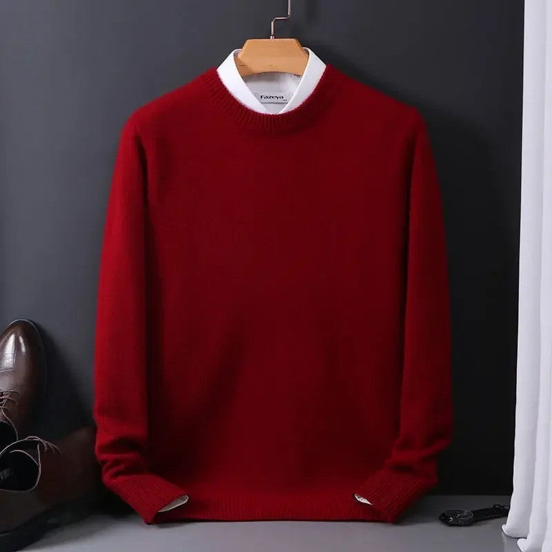Men's Wool Cashmere Sweater O-Neck Pullovers Knitted Sweaters Autumn Winter Long Sleeve High-End Jumpers Tops Knitwear Male 3XL