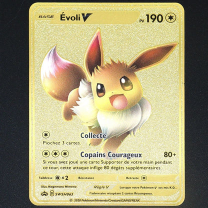 Pokémon 183200 Pontos Alto HP Cartas de Metal Douradas Pretas Inglês Francês Vmax Mega GX Coleção de Cards Charizard Pikachu Mewtwo