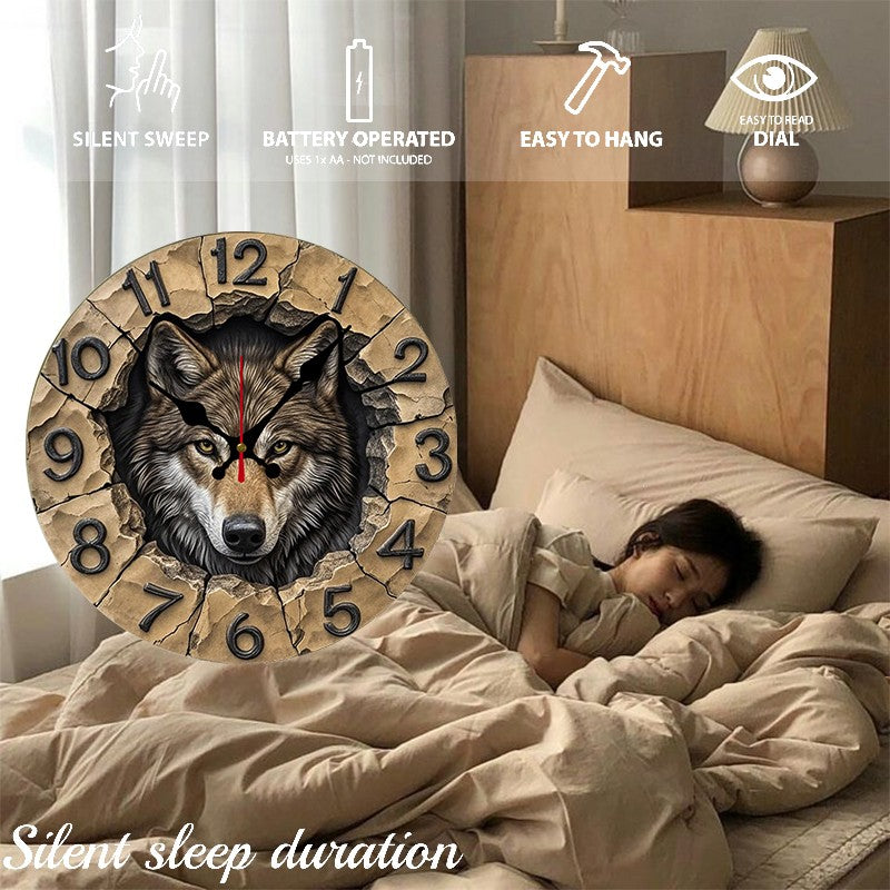 Wilderness And Animals Wooden Round Silent Hanging Wall Clock,Suitable For Living Room,Office,Study Room,Bedroom,Home Decoration