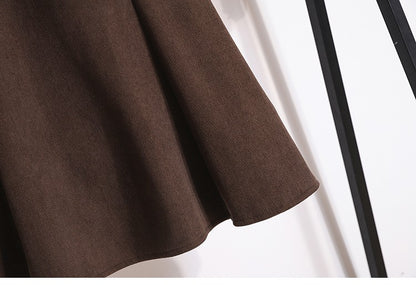 Plus Size Skirt Women 2024 Winter High Waist Elastic Velvet A Line Mermaid Skirt Korean Style Elegant Brown Or Black Long Skirts