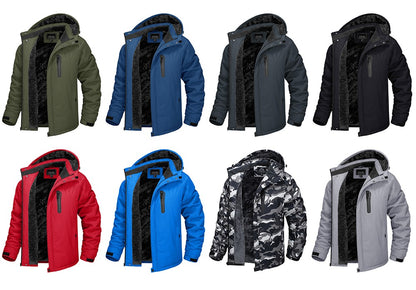 TACVASEN Winter Thicken Fleece Jacket Mens Waterproof Hiking Skiing Jackets Outdoor Mountain Trekking Windbreaker Parka Male