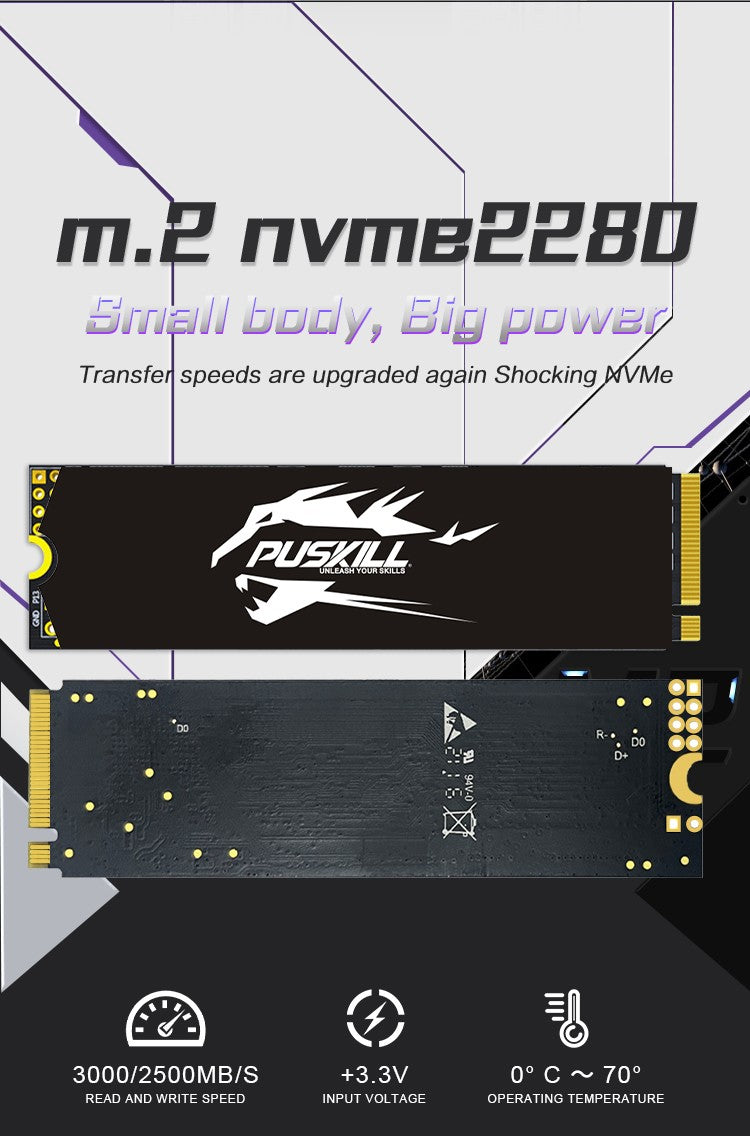 PUSKILL SSD M.2 NVMe 1TB 512GB 256GB 128GB PCIe M2 2280 Disco Rígido Interno Solid State Drive para Laptop Desktop
