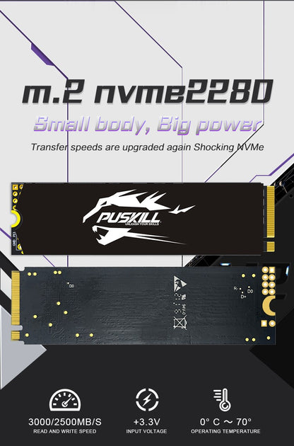 PUSKILL SSD M.2 NVMe 1TB 512GB 256GB 128GB PCIe M2 2280 Disco Rígido Interno Solid State Drive para Laptop Desktop