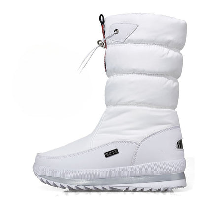 Winter thick women's snow boots Warm Plush Mid-calf Boots Non slip Waterproof  Platform Snow Boot Casual Female White shoes