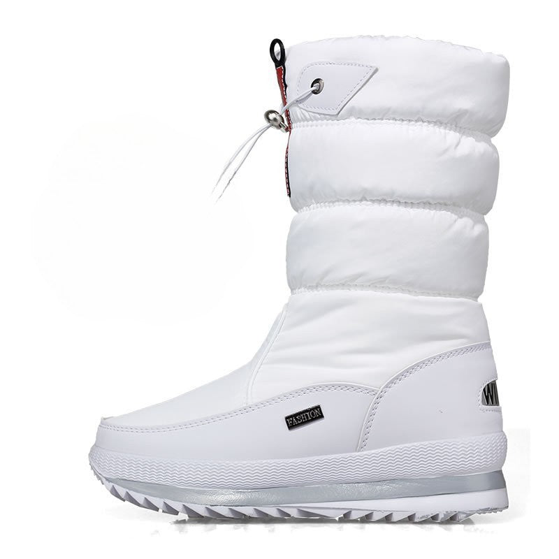 Winter thick women's snow boots Warm Plush Mid-calf Boots Non slip Waterproof  Platform Snow Boot Casual Female White shoes