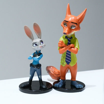 Zootopia Cute Cartoon Figures Young Nick Judy Desktop Ornament Doll Model Trendy Toy Computer Case Decoration Collectible Gift