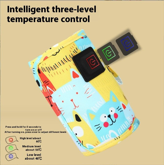 Cartoon Warm Milk Cover Three-level Heating Constant Temperature Bottle Cover Portable Universal Baby Bottle Insulation Cover