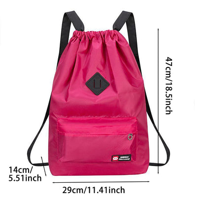 Bolsa feminina de lona Oxford com cordão leve, mochila esportiva de nylon para viagem, bolsa de caminhada versátil de grande capacidade