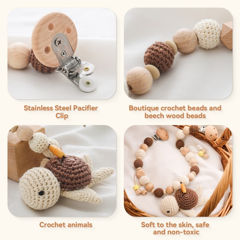 Baby Crochet Stroller Toys Wooden Hanging Ocean Stroller Teething Rattle Bell Animal Mobiles Gym Stroller Pendants Gifts Toys