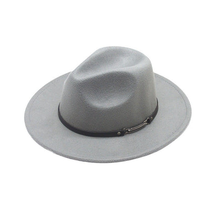 Men's fedora hat Men's and women's universal solid color fedora hat Women's 10 color wide brim jazz hat Autumn and winter Britis