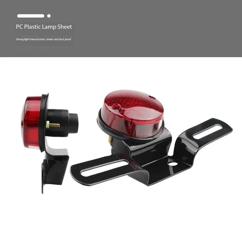 Motorcycle Retro Red Rear Tail Brake Stop Light Lamp W/ License Plate Mount for Harley Honda Suzuki Chopper Bobber