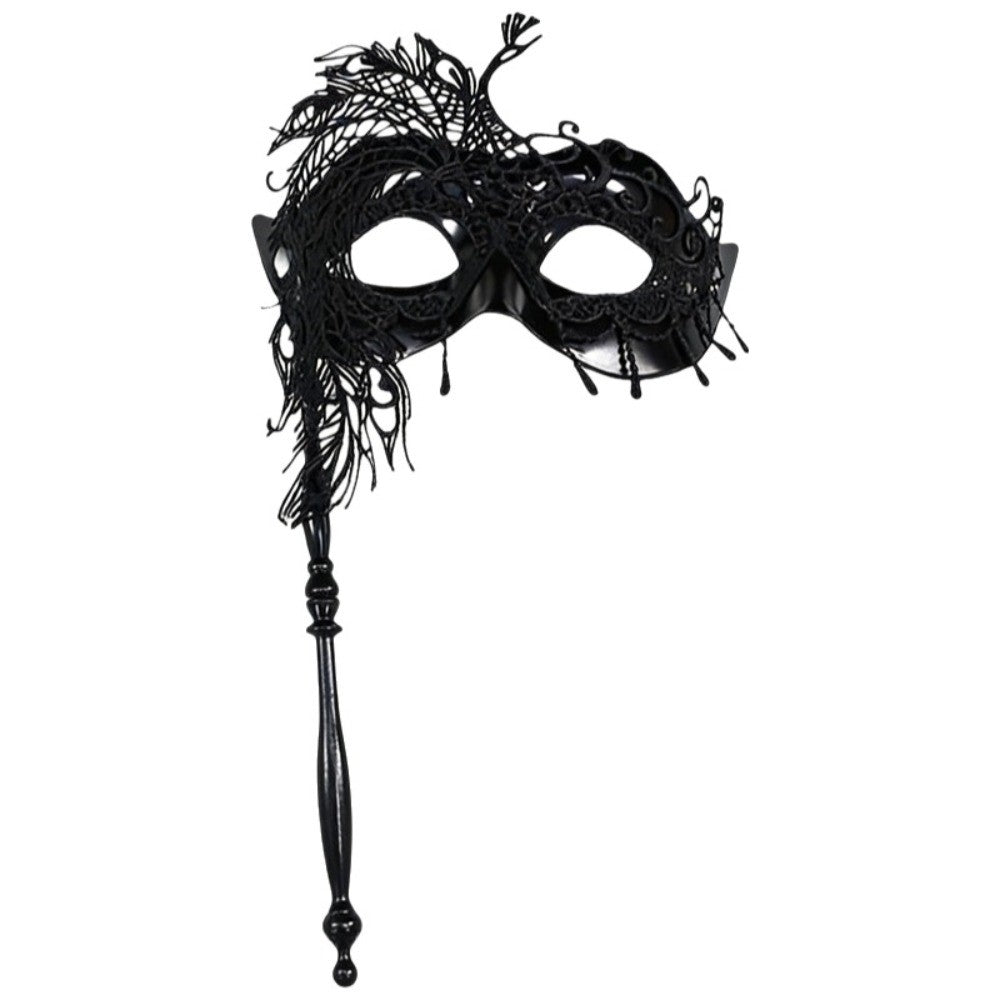 Half-face Handheld Masquerade Masks Masquerade Ball Props Carnival Party Lace Peacock Mask Costume Party Deecor with Stick