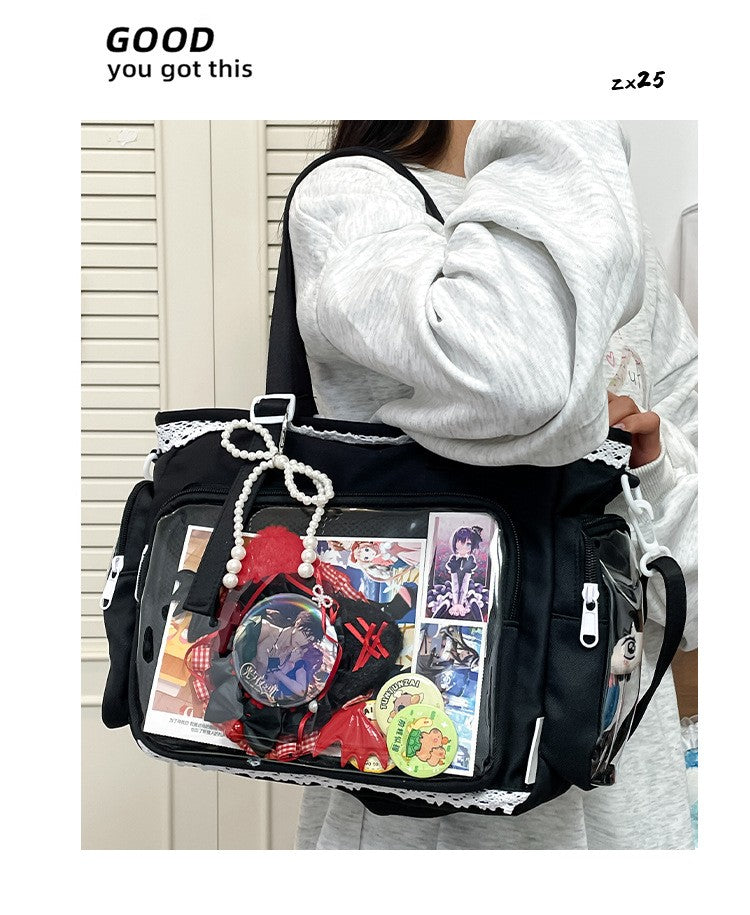 New Japanese Style Transparent Crossbody Bag Cute Candy Color Commuting Shoulder Bag for Girls Simple and Casual Texture Ita Bag