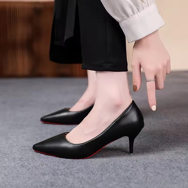 Sexy Fashion Red Sole Women's Pumps Matte Leather Stiletto Heels Shoes Classic Black Career Work Dress Shoes Ladies High Heels ?
