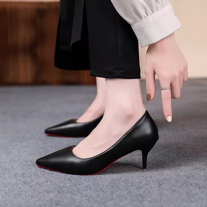Sexy Fashion Red Sole Women's Pumps Matte Leather Stiletto Heels Shoes Classic Black Career Work Dress Shoes Ladies High Heels ?