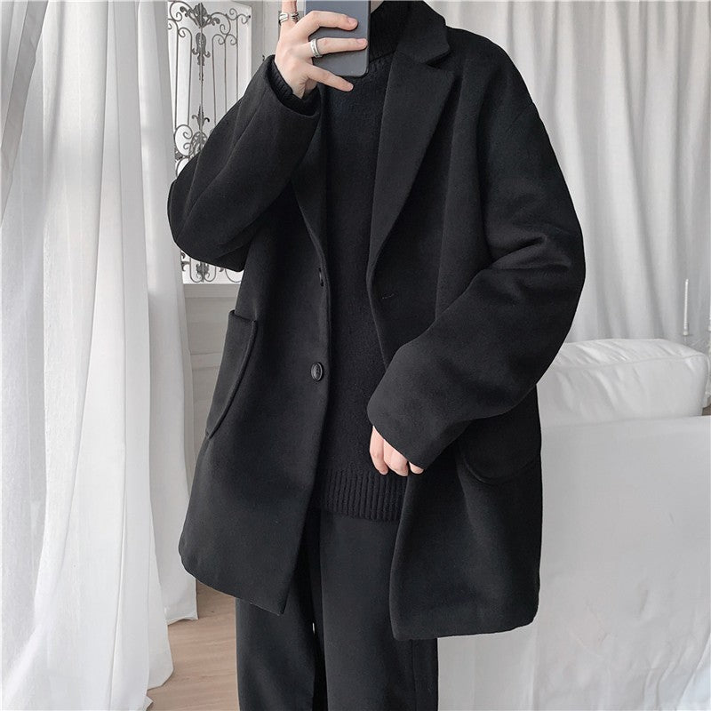 VERSMA Japanese Trendy Causal Vintage Winter Thick Wool Trench Coat Men Autumn Oversized Long Sleeve Male Overcoat Plus Size 5XL