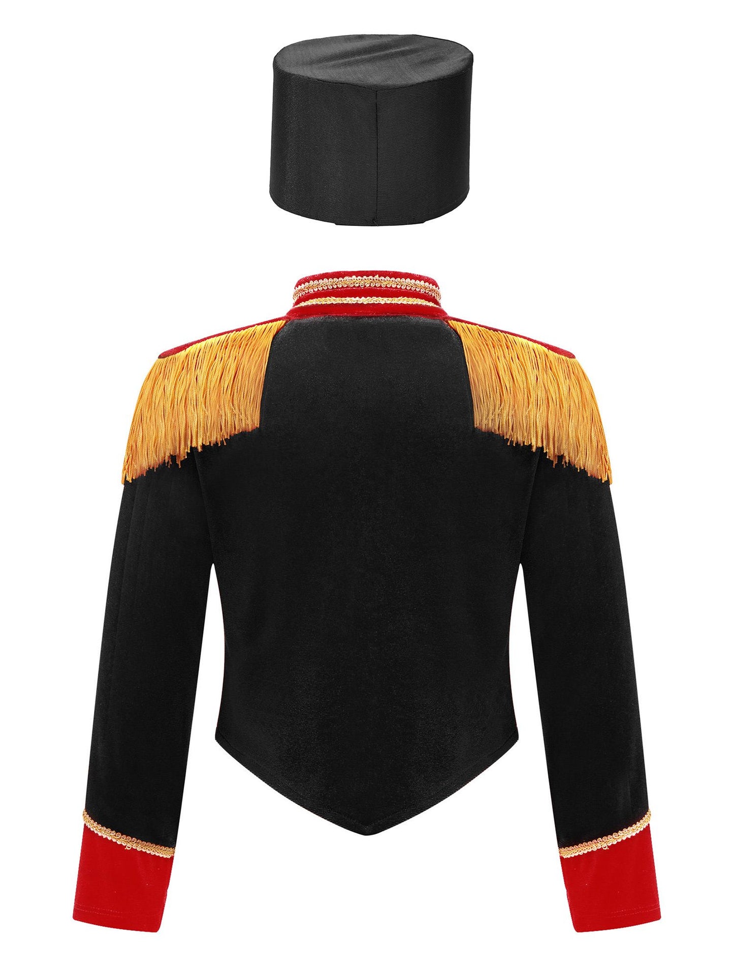 Girls Boys Marching Band Costume Outfits Circus Ringmaster Jacket Coat Team Performance Drummer Drum Major Uniform with Hat Sets