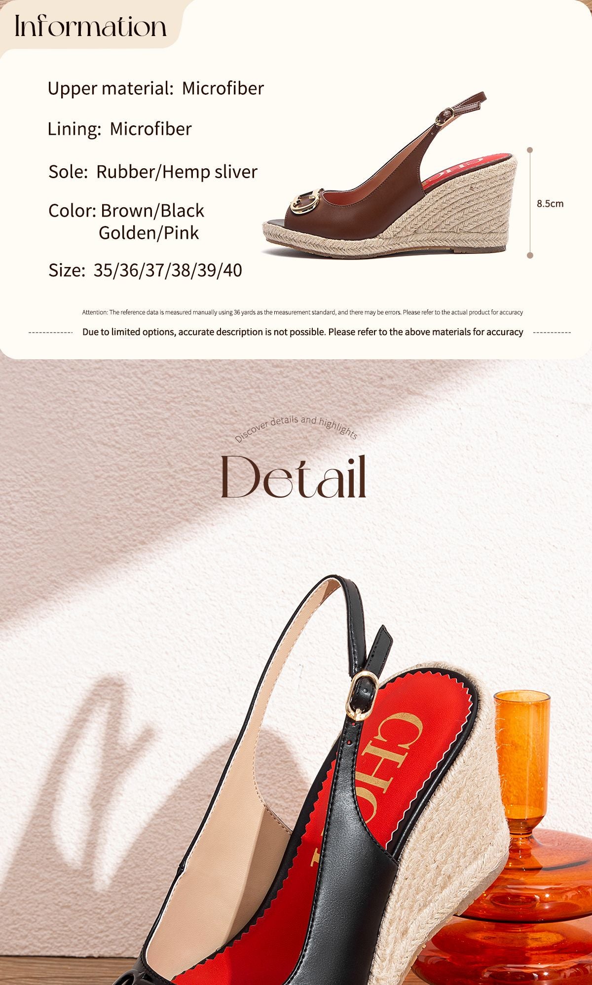 CHCH Women's Sandals Summer New Wedge Fish Mouth High Heel Open Toe Platform Summer Formal Shoes 8.5cm