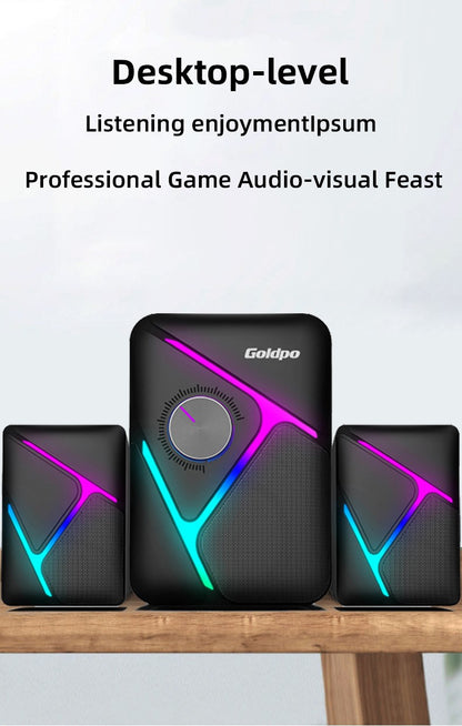 Caixa de som Bluetooth Goldpo D26 com som surround 360 graus, estéreo sem fio Bluetooth para computador, Macbook, laptop