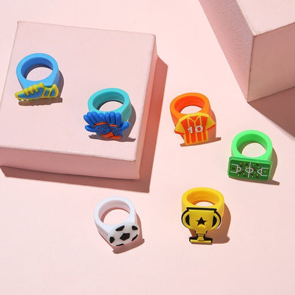 10-30Pcs Cartoon Football Theme Silicone Rings for Football Carnival Birthday Party Favors Pinata Gift Bag Filler Prize Party