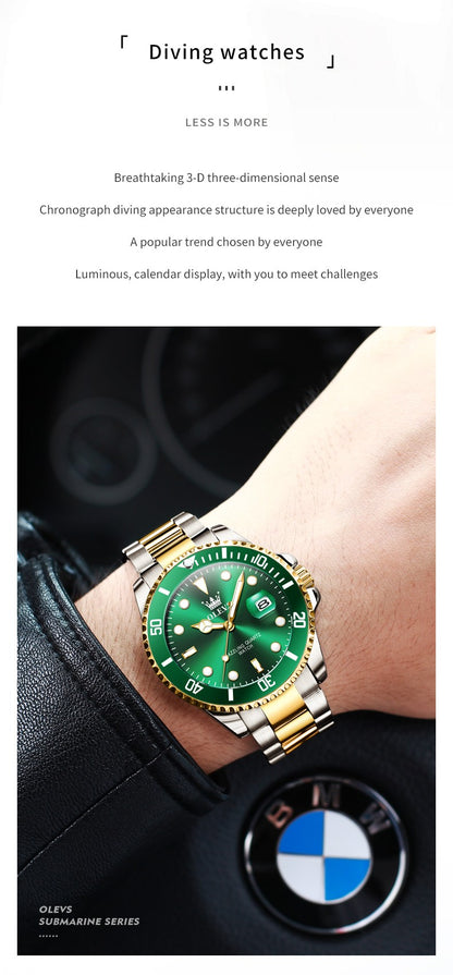 OLEVS 5885 Man Watch Original Brand Waterproof Quartz Watch Stainless Steel Strap Automatic Date Mens Gifts Watches For Man