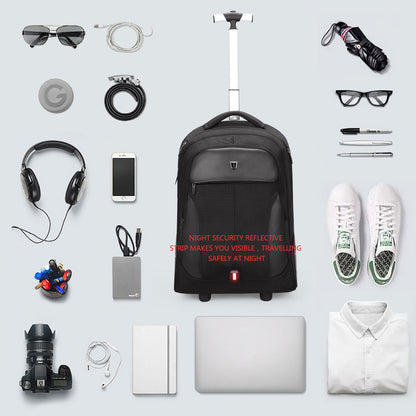 Mochila de Rodinhas de 20 polegadas com Rodas, Malas de Viagem, Bolsas de Carrinho de Grande Capacidade, Mochila Multiuso para Laptop de Mão