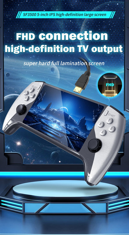 SF3500 Handheld Game Console, 5-Inch IPS Large Screen Portable Game Console, Built-in 20000+ Games, Supports FHD Output