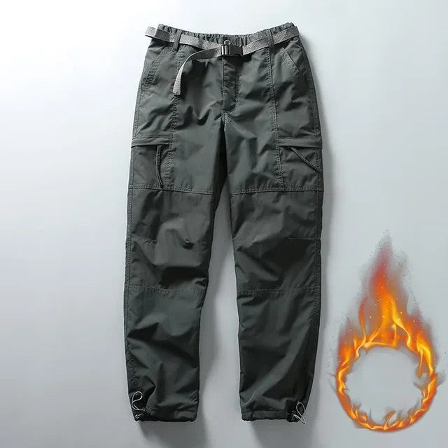 Calça Cargo de Ferramentas com Forro de Lã Grosso Impermeável para Homens e Mulheres, Inverno, Exterior, com Vários Bolsos, Solta, Reta, Macacão, Calça Comprida