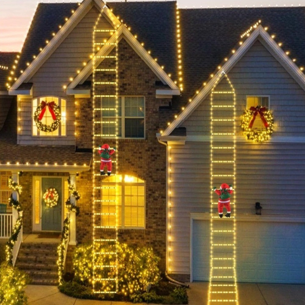 Christmas Decoration 2025 Santa Claus Climbing Ladder Room Decoration Home Outdoor Garden Cristmas Tree Ornement Gift LED
