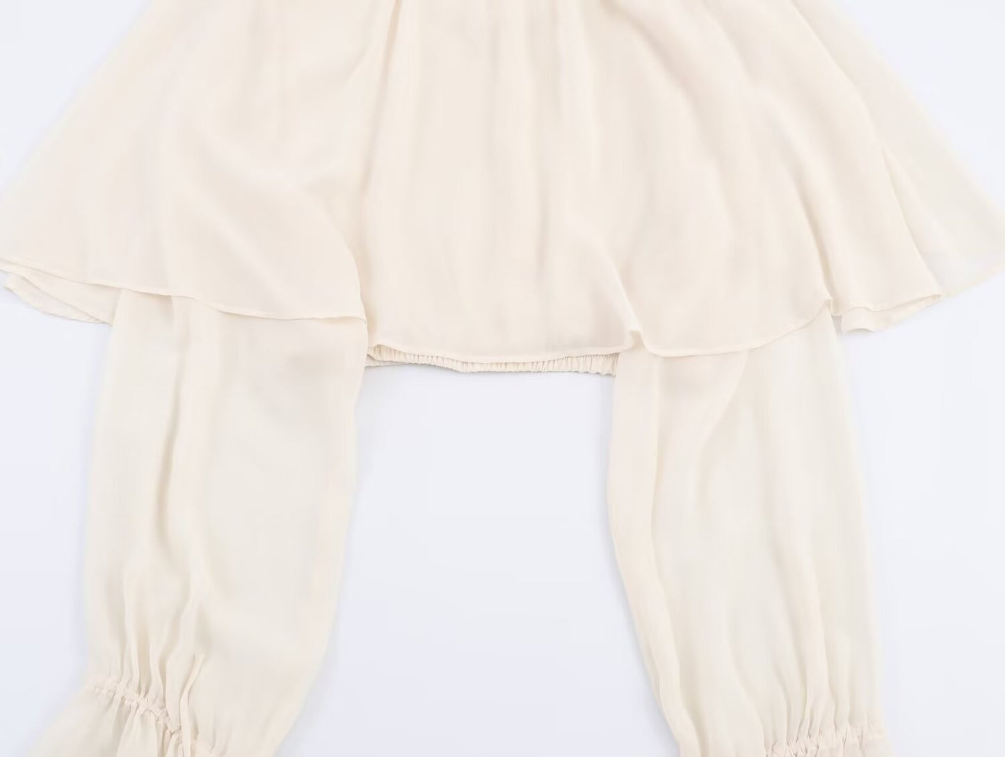 Elegant Women's Tierred Ruffles Blouse Chic Long Sleeve Loose Crop Shirt 2026 Spring New Chic Half High Collar Woman Solid Top