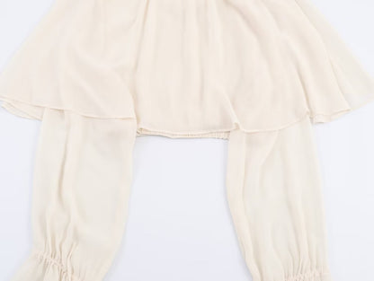 Elegant Women's Tierred Ruffles Blouse Chic Long Sleeve Loose Crop Shirt 2026 Spring New Chic Half High Collar Woman Solid Top