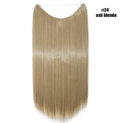 BENEHAIR Cabelo Sintético com Fio Invisível Sem Clipes Extensões de Cabelo Linha Secreta de Pesca Apliques de Cabelo Falso Para Mulheres