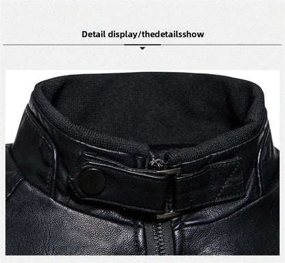 New Men's PU Leather Jacket Motorcycle Style Stand Collar Youth Fashion Outerwear Casual Male Coat Teenage Boy's Biker Vest