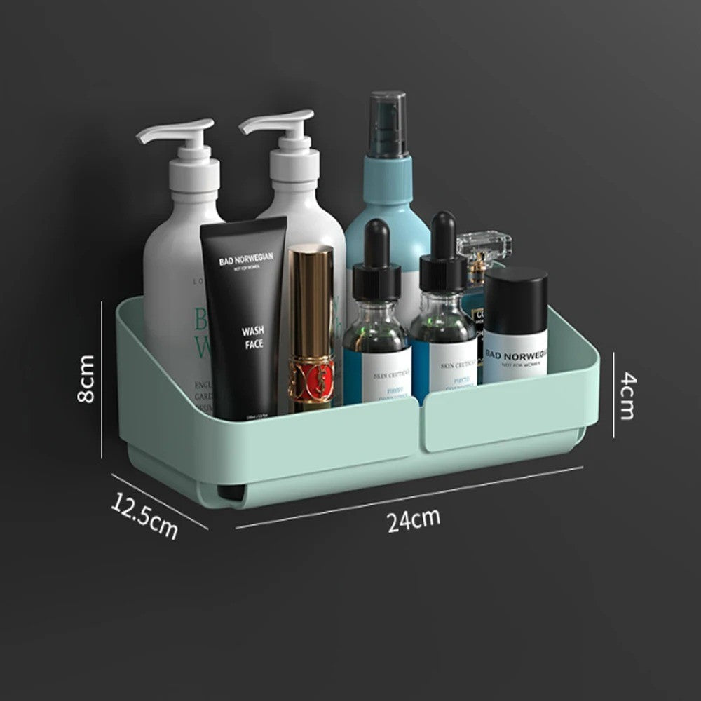 Rack de Conveniência para Banheiro Cozinha Prateleira Organizador de Maquiagem Cosméticos Shampoo Rack Prateleira de Chuveiro de Parede para Temperos Sem Perfuração