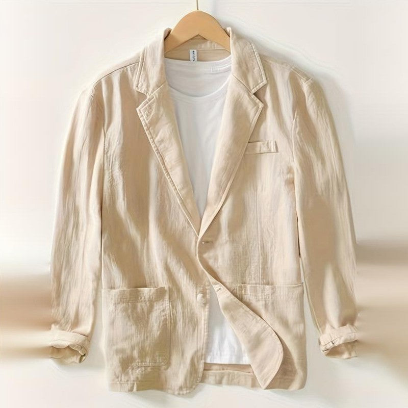 WVGA Spring Autumn New Man Tide Turn-Down Collar Suit Jacket Niche Chic Casual Pocket Cotton Long Sleeved Blazers Ins Y2K W14142