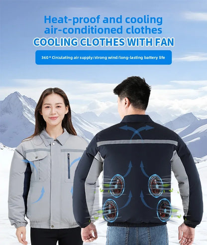 Summer Cooling Jacket Men's Hooded Fan Jacket Heat Resistant Fan Air Conditioner Clothes Breathable Outdoor Fishing Fan Workwear