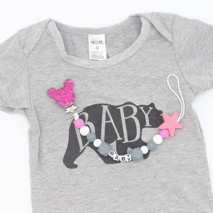 Baby Personalised Name Silicone Pacifier Clips Chain Wholesale 1Pcs Baby Nipple Pacifier Chain Cartoon Shape Holder