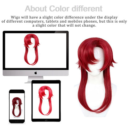 Snoya Versatile Long Synthetic Wolf Tail Cosplay Wig Suitable for Cosplay Parties Halloween Gaming And Anime Red Purple Yellow