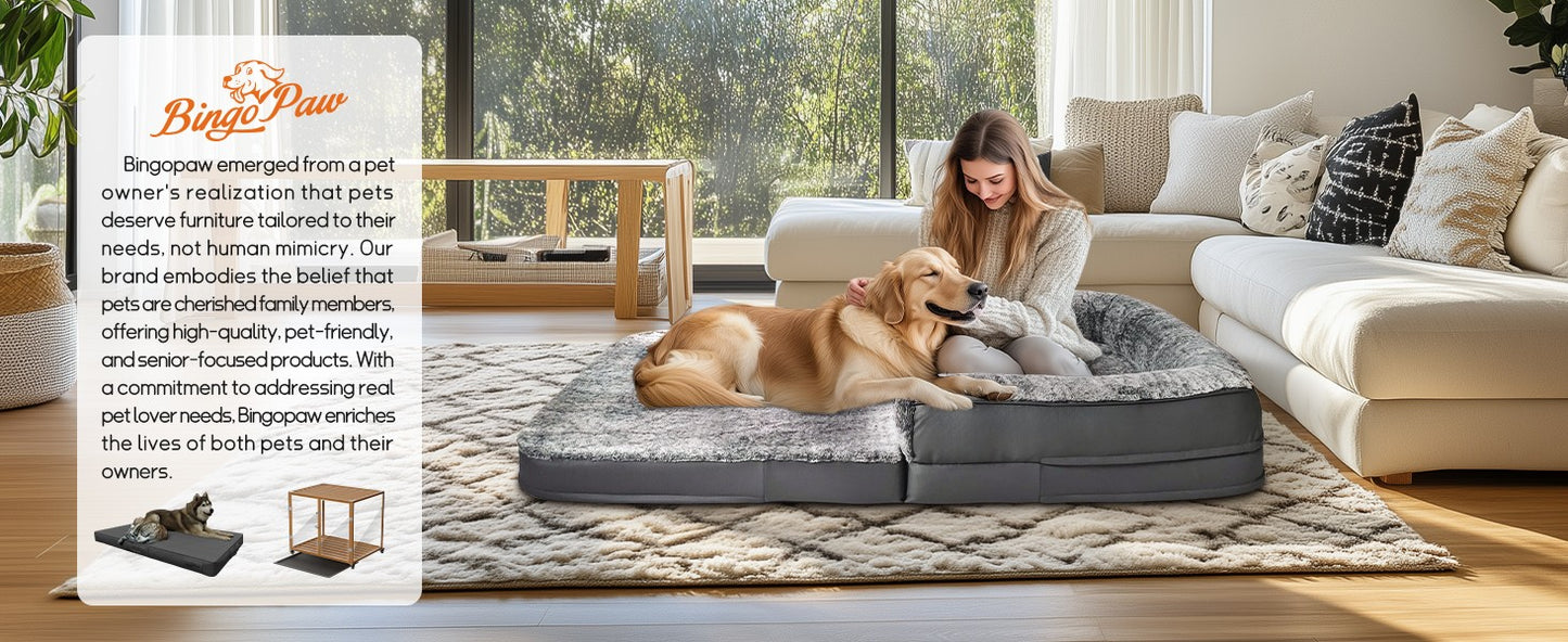 Cama Gigante para Cães, Tamanho Humano, 180cm de Comprimento, Dobrável, Calmante, Capa de Pelúcia, Ortopédica
