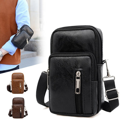 Men'S Shoulder Bag Multi-Function Leather Messenger Casual Crossbody Bags High Quality Male Purse Phone Chest Pack