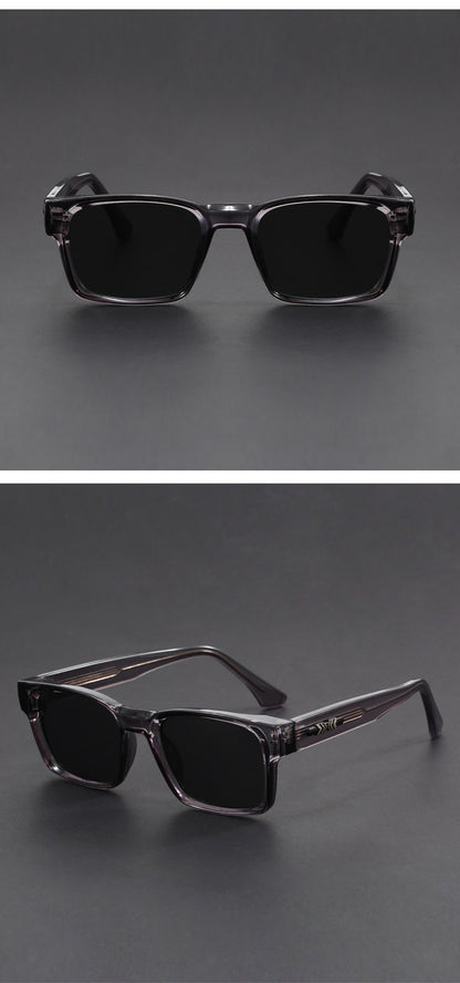 Fashionable Retro Square Black and Leopard Print Full Frame Anti-Uv Sunglasses for Men Japanese Simple Literary Style Shades