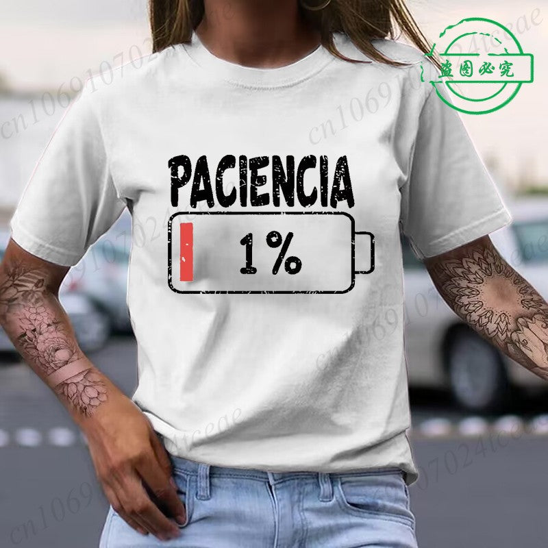 Vibrant Spanish Letter Print T-Shirts Short Sleeve Womens Casual Sports T-Shirts Summer Short Sleeved Harajuku Streetwear Tops