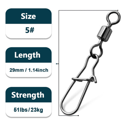 Giradores de Encaixe Duo-Lock 50~200 Peças Girador de Pesca Encaixe de Aço Inoxidável Latão Água Salgada Conectores de Barril Rotativo para Pesca