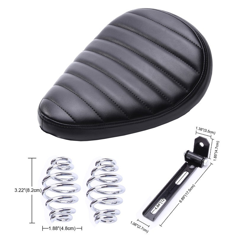 Assento de Couro para Motocicleta Retro Couro Preto Banco Solo para Harley Custom Chopper Bobber Honda Yamaha Kawasaki Suzuki