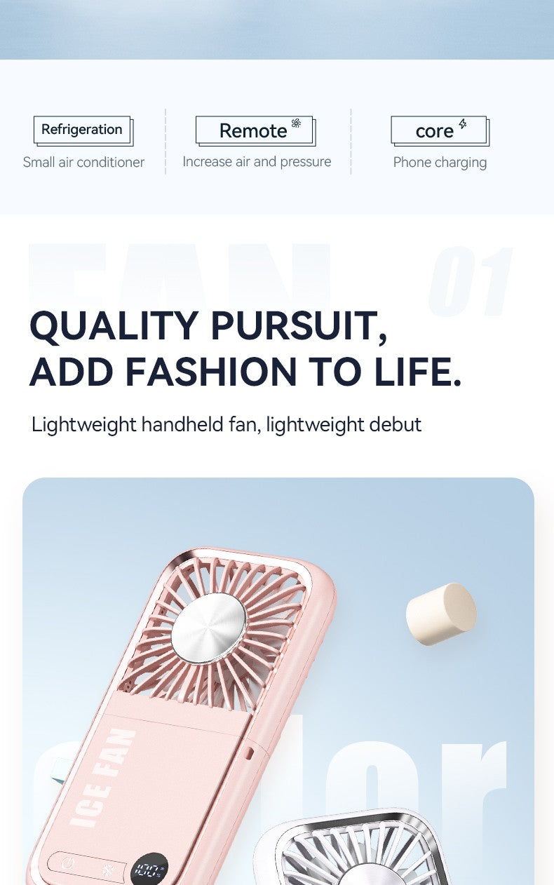 Folding Mini Cooling Air Fan Mobile Phone Holder Power Bank 3000mAh USB Rechargeable Cooling Handheld Desktop Fan with Lanyard