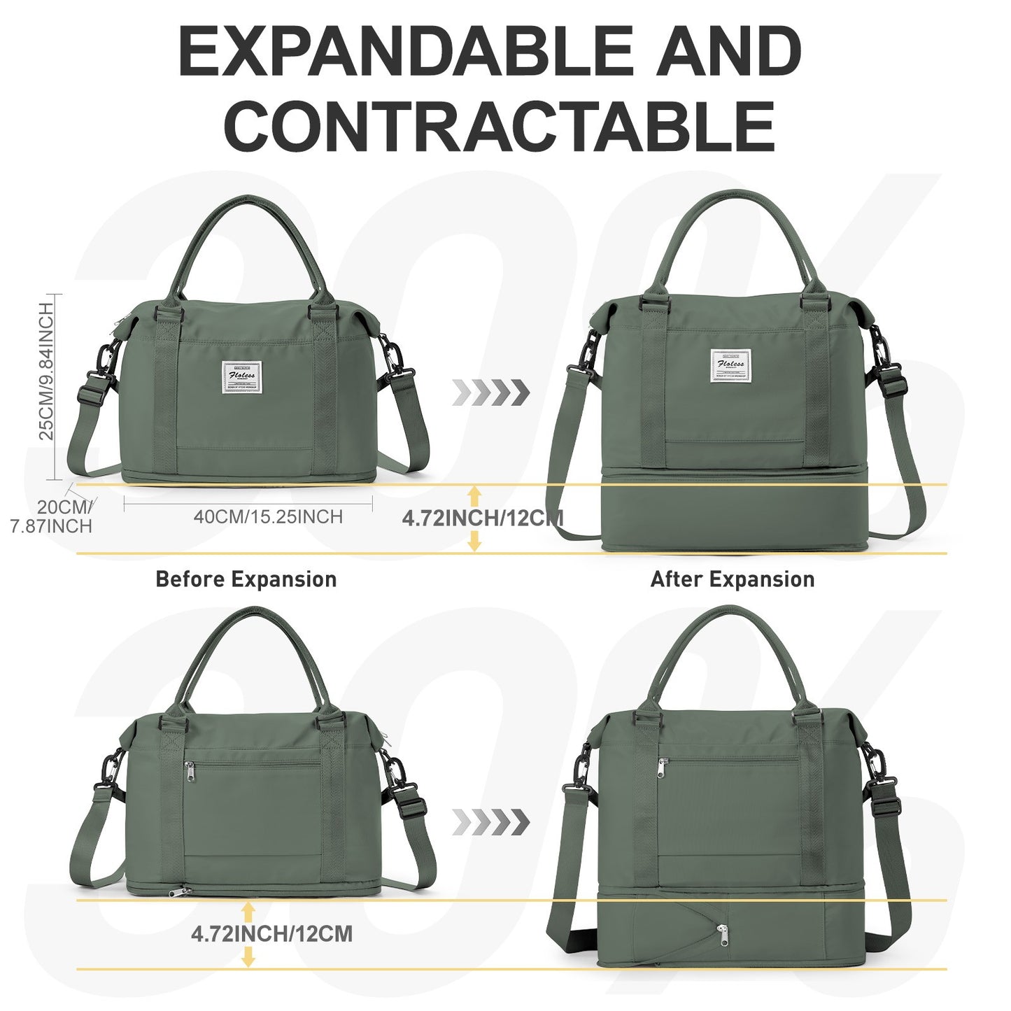 Travel Bags for Women Men, Expandable Handbag Travel Duffle Bag for Plane Ryanair 40x20x25 Cabin Weekend Bag Gym Bag Sports Bag